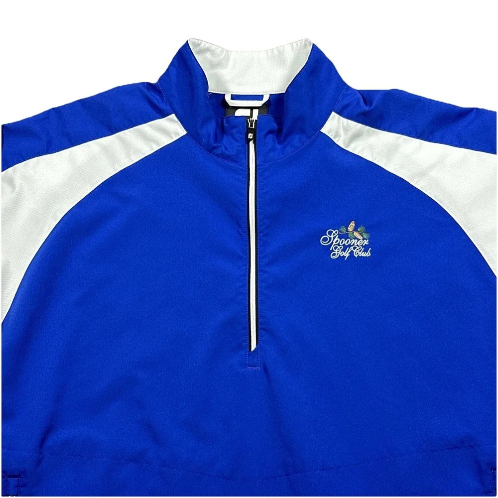 FJ Footjoy Golf Pullover 1/4 Zip Men XL Blue Spooner Golf Club LS Jacket